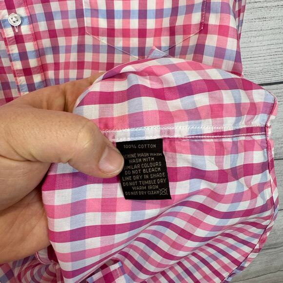 Rodd & Gunn Men's Pink Blue Checkered Button Up Long Sleeve Shirt Size Large - Picture 5 of 8